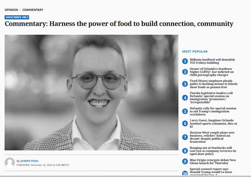 Harness the power of food to build connection, community by Joseph Pool